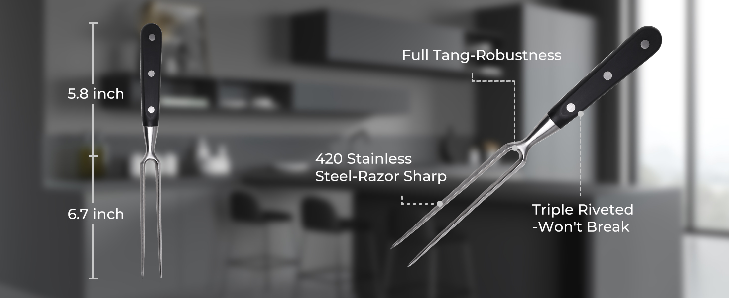 linoroso Meat Carving Fork 12.5 inch, Razor Sharp Carving Fork Barbecue Fork BBQ Tools Meat Forks Stainless Steel