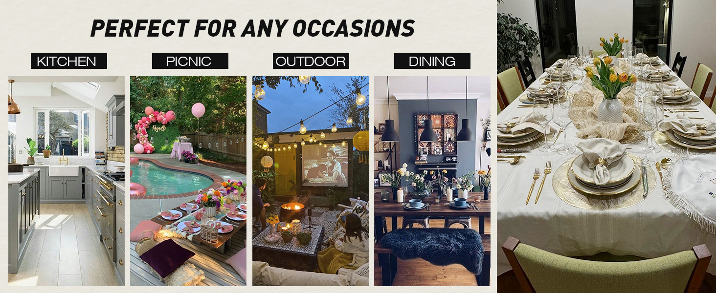 FAVE 6PCS Floral Round Placemats Golden Placemats Vinyl Placemats Set of 6 for Dining Table Reusable Metallic Shiny Gold Placemats for Wedding, Banquet, Birthday, Party, Restaurant （15 x15,Gold）