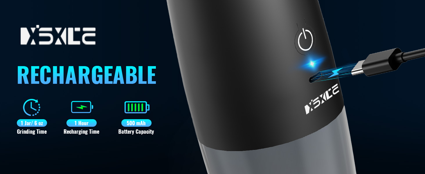 Rechargeable Pepper and Salt Grinder Set, whit Gravity Sensing Switch and LED Light, One Hand Automatic Operation -Black/2 Pack