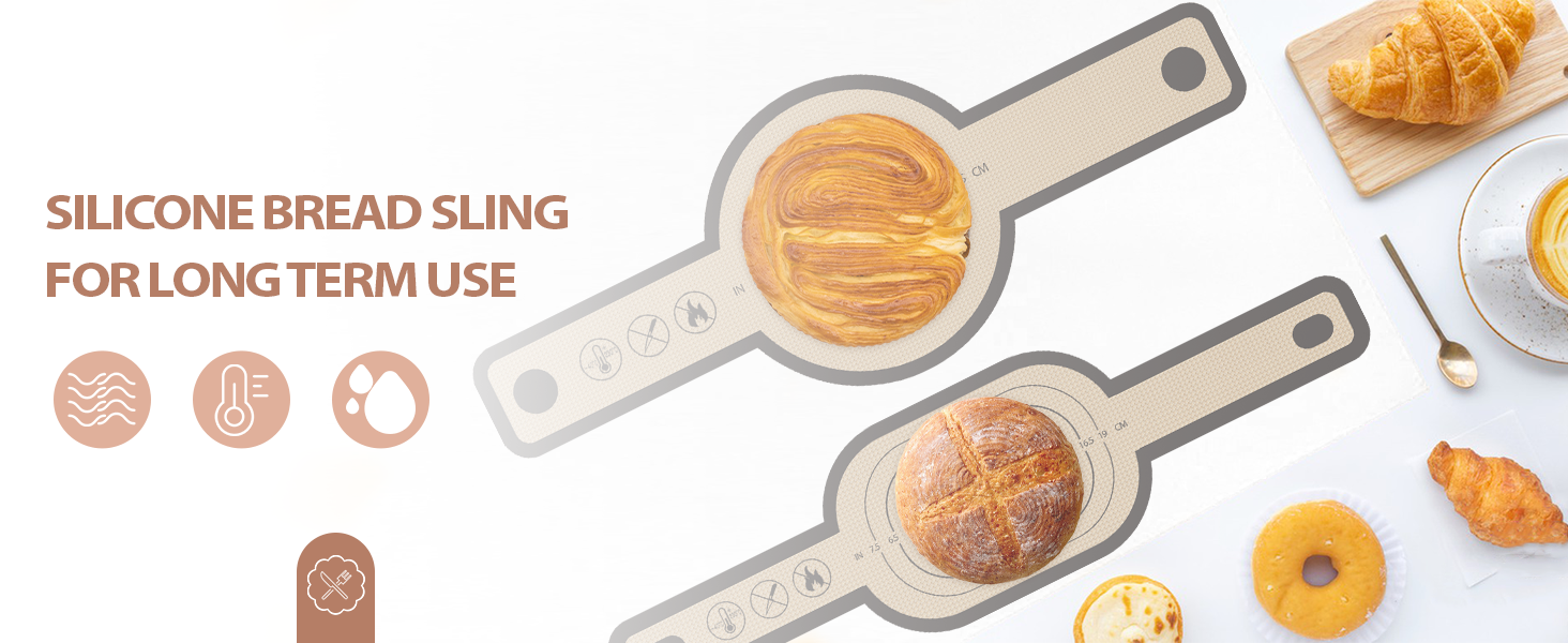 Silicone Bread Sling Oval and Round, 2 PCS Nonstick＆Reusable Bread Baking Mats, Easy-To-Clean Dutch Oven Liners, Sourdough Bread Baking Supplies