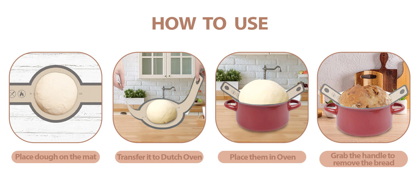 Silicone Bread Sling Oval and Round, 2 PCS Nonstick＆Reusable Bread Baking Mats, Easy-To-Clean Dutch Oven Liners, Sourdough Bread Baking Supplies