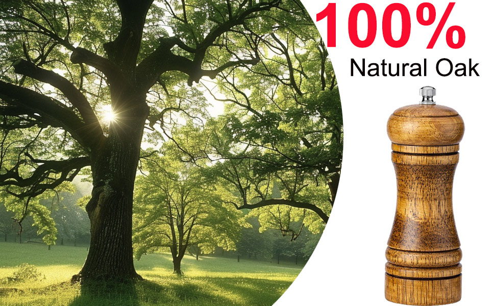 Pepper Grinder Salt Grinder Wooden Pepper Mill Grinder w/Adjustable Coarse, 5 inch Tall Wood Refillable Manual Pepper Grinder Mill Peppermill for Black Peppercorn, Easy Clean