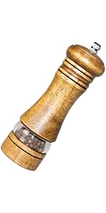 Pepper Grinder Salt Grinder Wooden Pepper Mill Grinder w/Adjustable Coarse, 5 inch Tall Wood Refillable Manual Pepper Grinder Mill Peppermill for Black Peppercorn, Easy Clean
