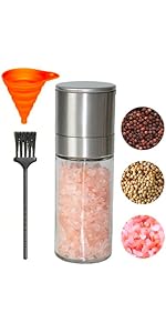 Pepper Grinder Salt Grinder Wooden Pepper Mill Grinder w/Adjustable Coarse, 5 inch Tall Wood Refillable Manual Pepper Grinder Mill Peppermill for Black Peppercorn, Easy Clean