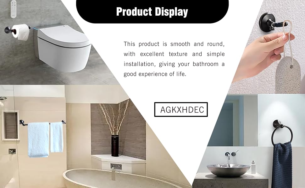 4-Piece Bathroom Hardware Set: Oil-Rubbed Bronze Bathroom Accessory Set, Towel Bars,Towel Ring,Toilet Paper Holder,Robe Hook, Wall Mounted,Optional Install Longer or Shorter Towel bar