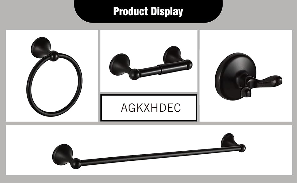 4-Piece Bathroom Hardware Set: Oil-Rubbed Bronze Bathroom Accessory Set, Towel Bars,Towel Ring,Toilet Paper Holder,Robe Hook, Wall Mounted,Optional Install Longer or Shorter Towel bar