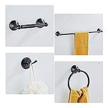 4-Piece Bathroom Hardware Set: Oil-Rubbed Bronze Bathroom Accessory Set, Towel Bars,Towel Ring,Toilet Paper Holder,Robe Hook, Wall Mounted,Optional Install Longer or Shorter Towel bar