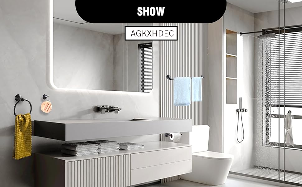 4-Piece Bathroom Hardware Set: Oil-Rubbed Bronze Bathroom Accessory Set, Towel Bars,Towel Ring,Toilet Paper Holder,Robe Hook, Wall Mounted,Optional Install Longer or Shorter Towel bar