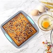 To encounter 45 Pieces Silicone Bakeware Set, Heat Resistant Baking Pans, Nonstick Baking Molds for Cake, Bread and Cupcake, with Measuring Cups and Spoons Set, Light Grey