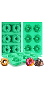 4Inch Round Silicone Mold for Baking, 3Pcs Large Silicone Muffin Top Pan Non-Stick, 6-Cavity Baking Mold for Breakfast Sandwiches Hamburger Egg Whoopie Pie