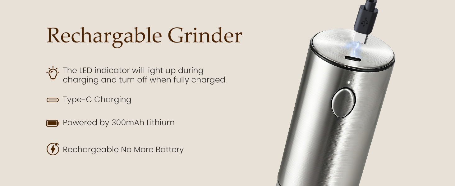 Electric Salt and Pepper Grinder Set - Birthday Kitchen Gifts for Women, Mom, Rechargeable with LED Lights, Stainless Steel Automatic Mill, Adjustable Coarseness, Large Capacity, Silver