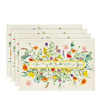 Artoid Mode Blue Birds Flowers Blossom Placemats Set of 4, 12x18 Inch Table Mats for Table Runner Party Kitchen Dining Decoration