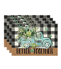 Artoid Mode Blue Birds Flowers Blossom Placemats Set of 4, 12x18 Inch Table Mats for Table Runner Party Kitchen Dining Decoration