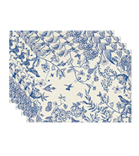 Artoid Mode Blue Birds Flowers Blossom Placemats Set of 4, 12x18 Inch Table Mats for Table Runner Party Kitchen Dining Decoration