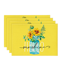 Artoid Mode Blue Birds Flowers Blossom Placemats Set of 4, 12x18 Inch Table Mats for Table Runner Party Kitchen Dining Decoration