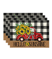 Artoid Mode Blue Birds Flowers Blossom Placemats Set of 4, 12x18 Inch Table Mats for Table Runner Party Kitchen Dining Decoration