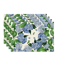 Artoid Mode Blue Birds Flowers Blossom Placemats Set of 4, 12x18 Inch Table Mats for Table Runner Party Kitchen Dining Decoration