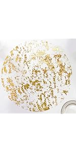 Disposable Gold Placemats Set of 50 Metallic Thin Round 13 Inch Gold Doilies Mesh Pressed Fall Table Placemates 50 Pack Gold Charger Plates for Wedding, Birthday Party