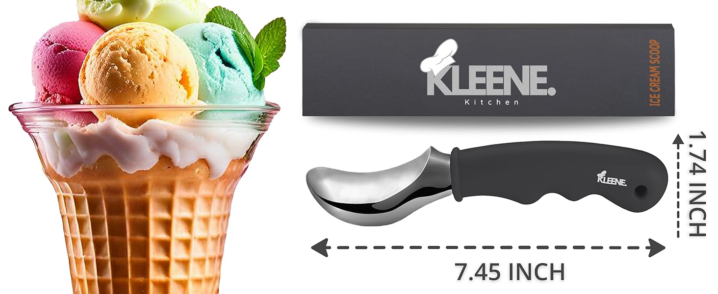 Ice Cream Scoop with Comfortable Soft Grip Handle, Professional Heavy Duty Sturdy Scooper, Premium Metal Kitchen Tool for Cookie Dough, Gelato, Sorbet, Melon (Red)