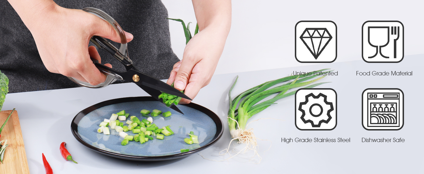 Kitchen Shears Scissors&Sharp Scissors, ARCHIKING 7.7inch Cooking Scissor-Meat and Poultry Shears, Dishwasher Safe, Acrylic Handel Scissors All Purpose Stainless Steel Utility Scissor