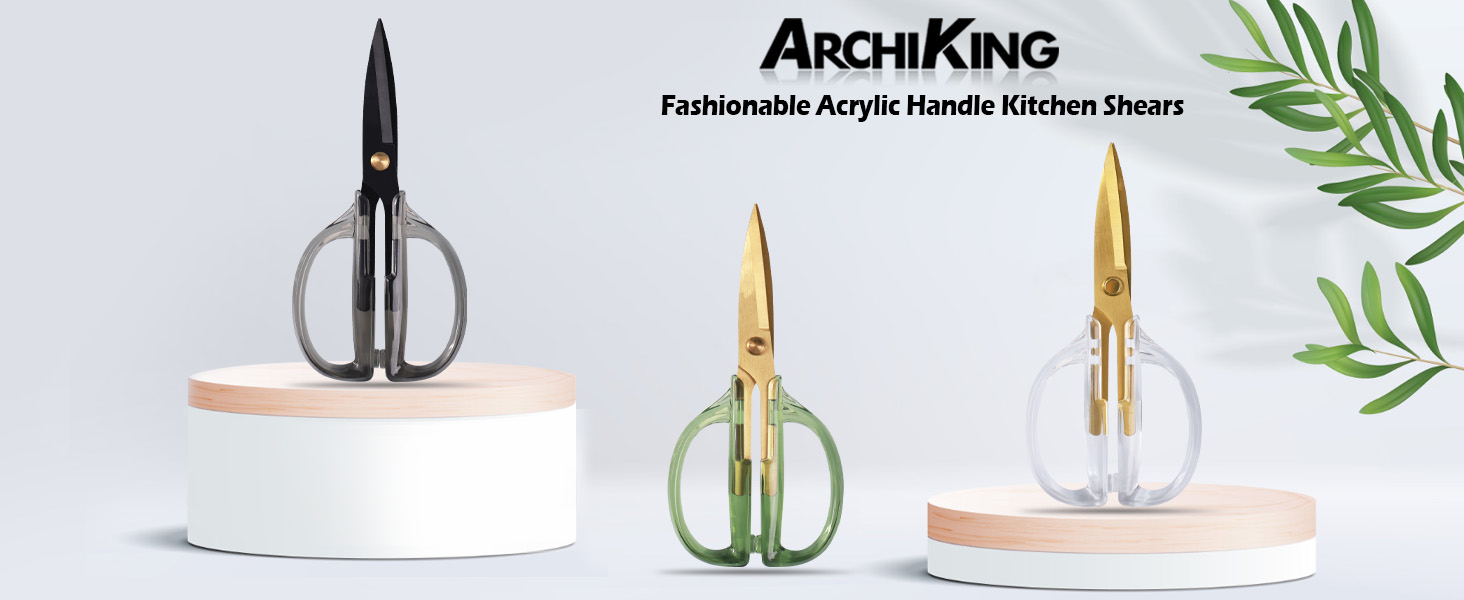 Kitchen Shears Scissors&Sharp Scissors, ARCHIKING 7.7inch Cooking Scissor-Meat and Poultry Shears, Dishwasher Safe, Acrylic Handel Scissors All Purpose Stainless Steel Utility Scissor