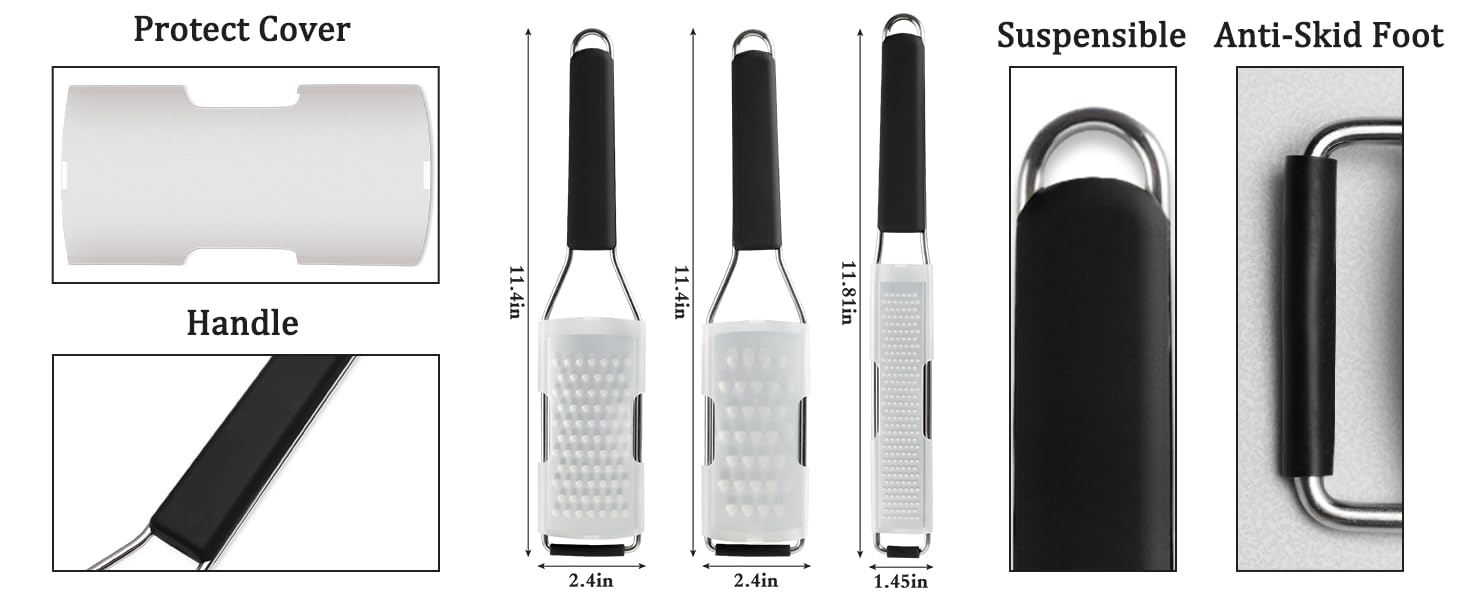Cambom Lemon & Citrus Zester, Cheese Graters with Stainless Steel Sharp Blade for Parmesan Cheese, Ginger, Garlic, Nutmeg, Chocolate, Vegetables, Fruits, Dishwasher Safe Shredder Fine Blade