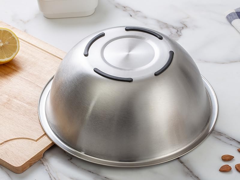 COOK WITH COLOR Stainless Steel Mixing Bowls Set - Nesting Bowls, 6 Pieces, Silver with Non Slip Bottom