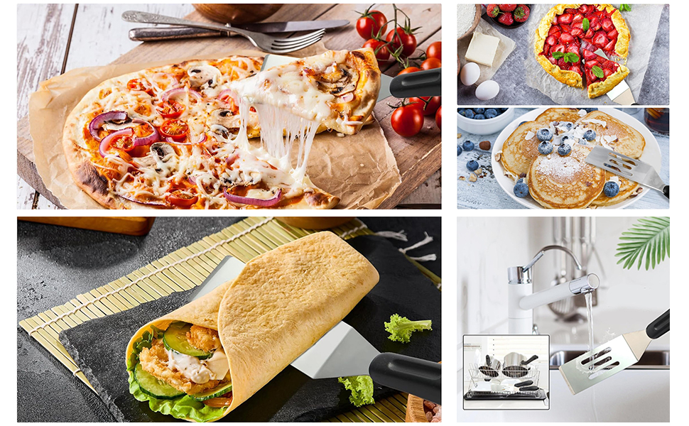 【2 Pack】 Small Metal Spatula Set, Mini Stainless Steel Serving Spatulas for Kitchen Use, Ideal for Flipping Pancake, Brownie, Cookie, Cake, Egg – Professional Cooking & Baking Utensil