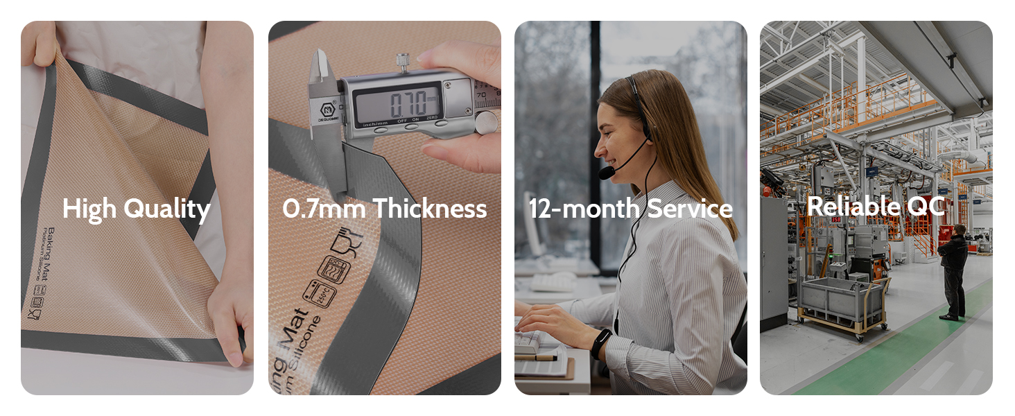 Silicone Baking Mat - Sopito Platinum Silicone - Non-Stick, Food Safe, Reusable Baking Sheet Liner, 5Pcs Set for Half Sheet Size Tray & Quarter Size Tray and 9'' Pizza pan, Grey