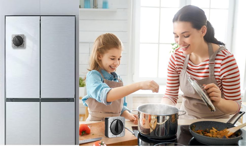Kitchen Timers for Cooking, Chef Cooking Timer Clock with Loud Alarm,100% Mechanical Desk Timer - No Batteries Required - Magnetic Backing, Exquisite Stainless Steel Body - Countdown Reminder Magnetic