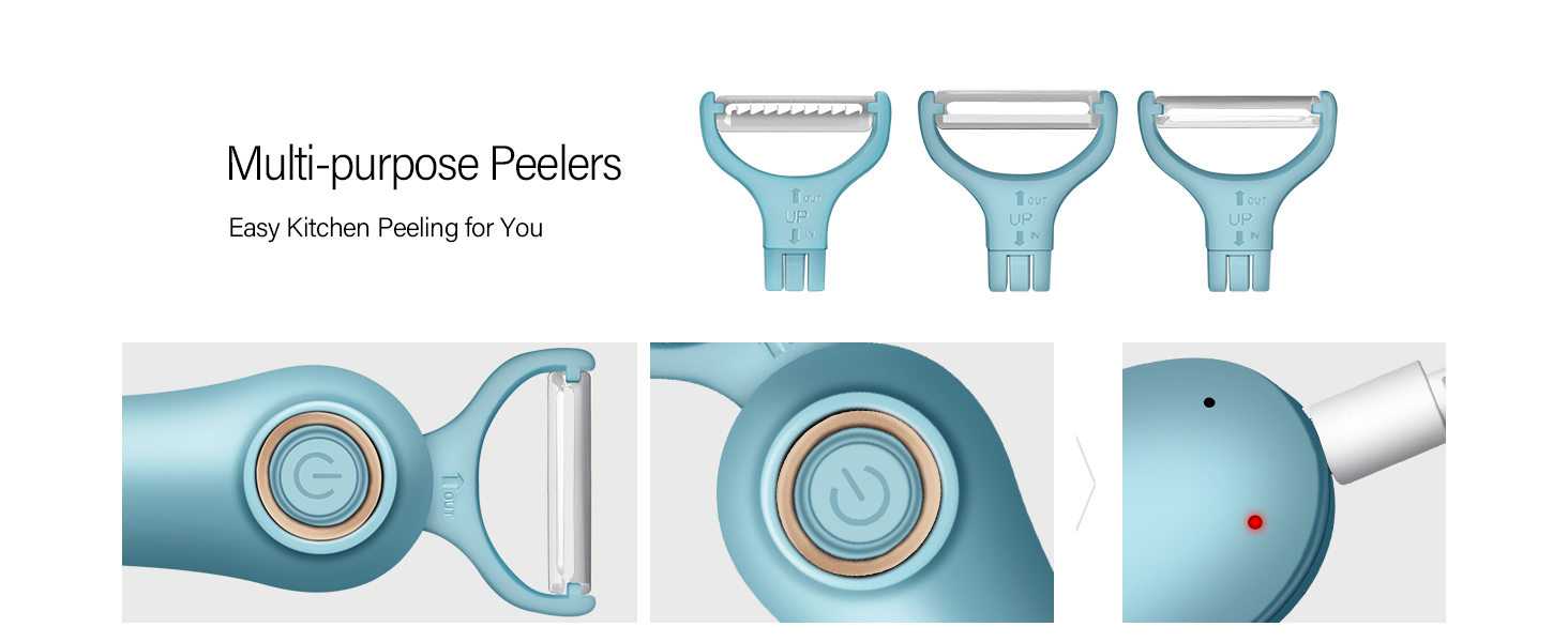 2-in-1 Electric Peeler | Auto Blade for Fruits/Vegetables | 2 Interchangeable Blades | 2*AAA | Kitchen, Travel, Camping