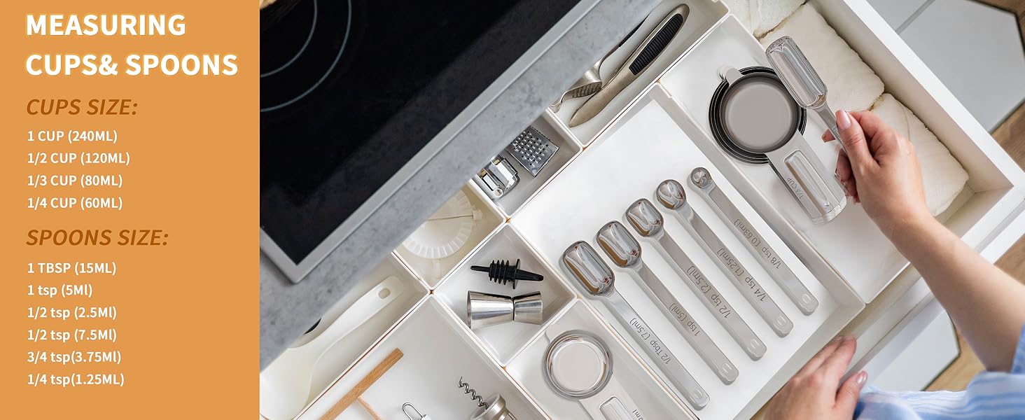 Stainless Steel Measuring Cups & Spoons Set for Cooking and Baking, Nesting Measuring Cups Measuring Spoons for Measuring Dry or Liquid Ingredients, Kitchen Gadgets, 10Pack