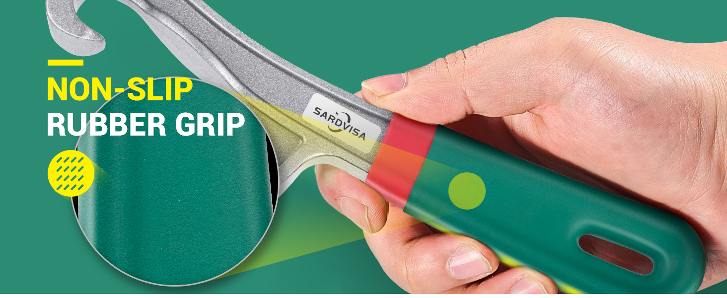 Upgraded Bucket Opener Tool 5 Gallon, 8.5 Inch Aluminum Paint Bucket Lid Opener Wrench with Non-slip Rubber Handle Grip, Metal Can Opener Lid Pail Remover Tool for Home Industrial