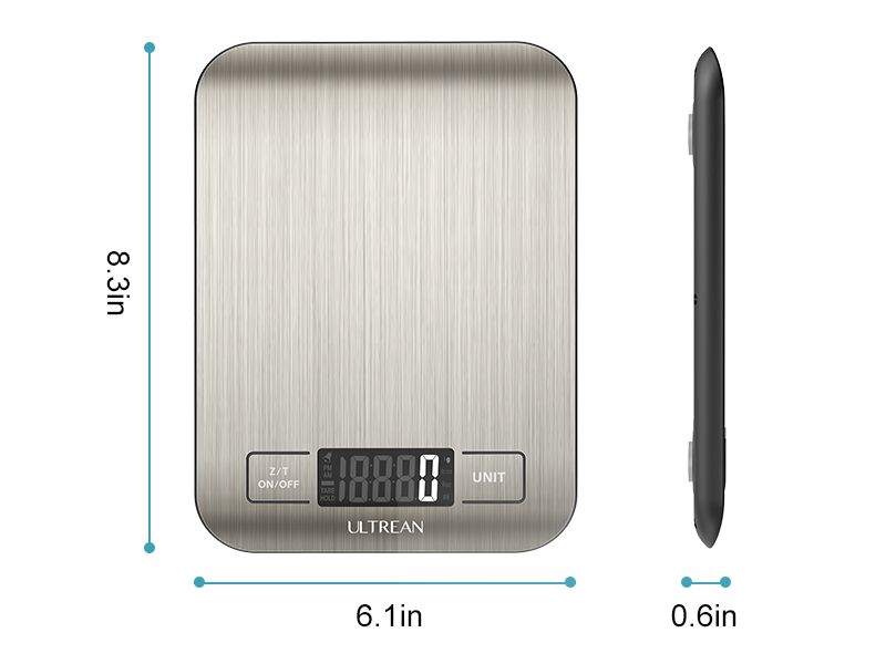 Ultrean Food Scale, 33lb Digital Kitchen Scale for Food Ounces Grams, 304 Stainless Steel, Type-C Charging and Batteries, Perfect for Meal Prep, Cooking, and Baking