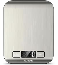 Ultrean Food Scale, 33lb Digital Kitchen Scale for Food Ounces Grams, 304 Stainless Steel, Type-C Charging and Batteries, Perfect for Meal Prep, Cooking, and Baking