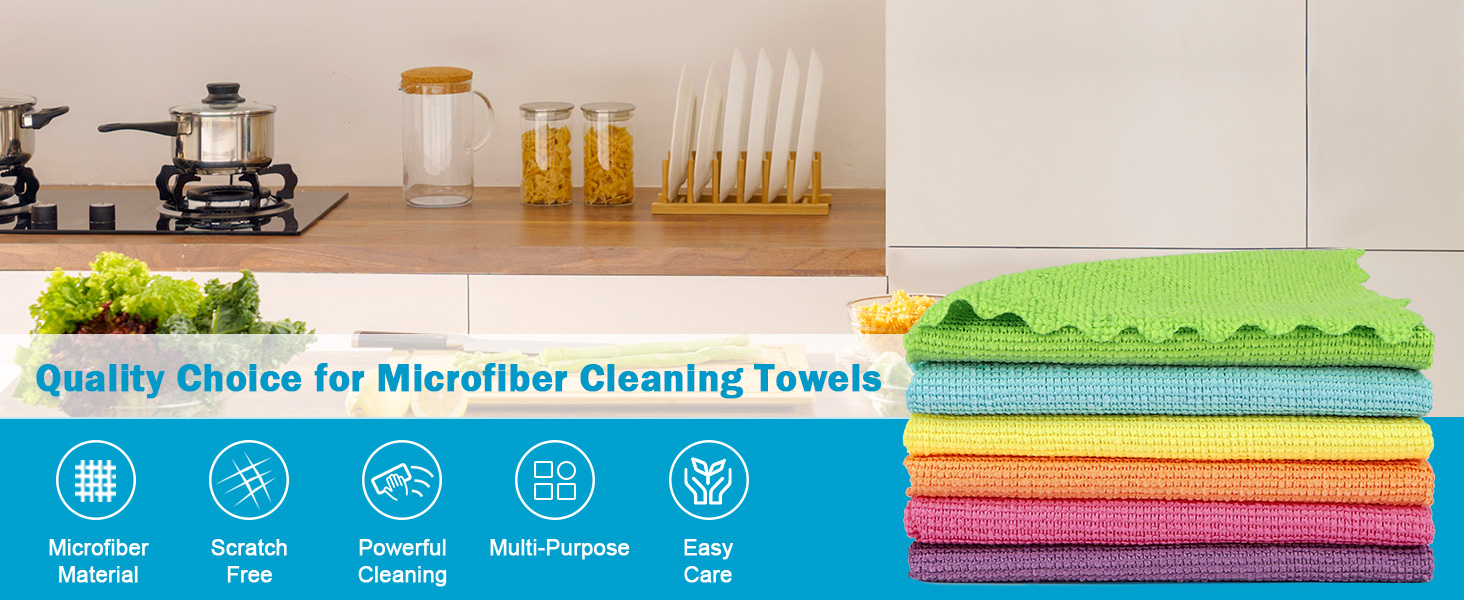 Orighty Microfiber Cleaning Cloth, 24 Pack Highly Absorbent Cleaning Rags, Household Cleaning Supplies, Reusable Lint Free Cloths Microfiber Rag for House, Kitchen, Car Care, 12x11 inch