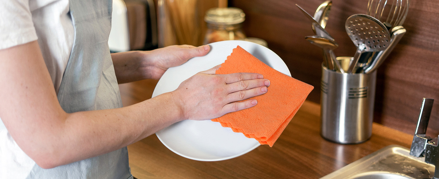 Orighty Microfiber Cleaning Cloth, 24 Pack Highly Absorbent Cleaning Rags, Household Cleaning Supplies, Reusable Lint Free Cloths Microfiber Rag for House, Kitchen, Car Care, 12x11 inch