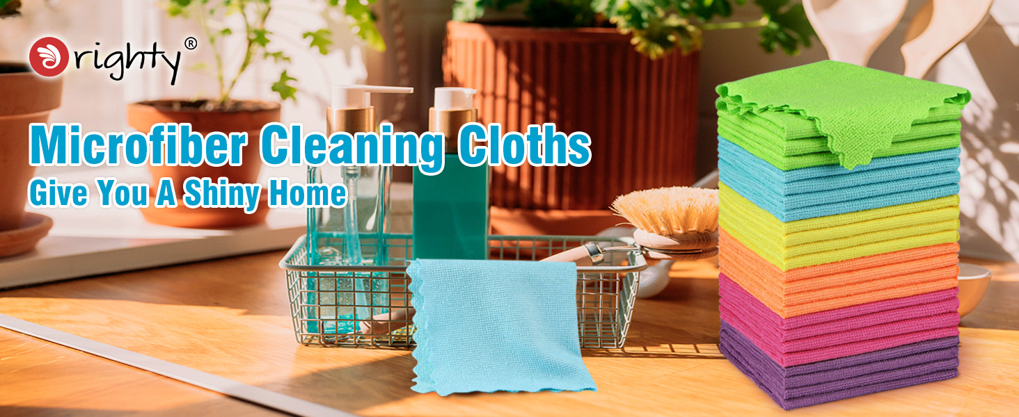 Orighty Microfiber Cleaning Cloth, 24 Pack Highly Absorbent Cleaning Rags, Household Cleaning Supplies, Reusable Lint Free Cloths Microfiber Rag for House, Kitchen, Car Care, 12x11 inch