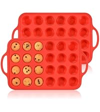 CAKETIME Mini Muffin Pan, Metal Reinforced Frame Mini Cupcake Pans 24 Cups Nonstick Muffin Silicone Molds with Handle for Baking Muffins, Cupcakes, Egg Bites 2 Pack