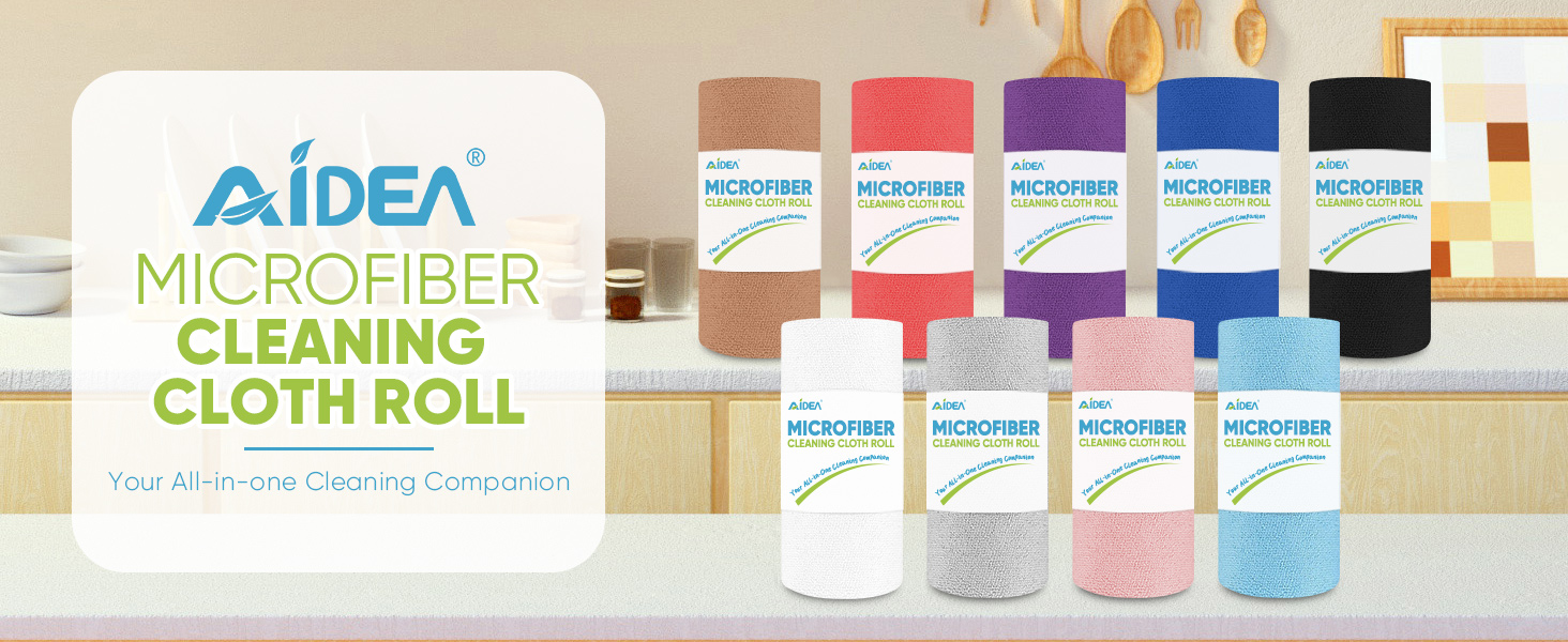 AIDEA Microfiber Cleaning Cloth Roll, Grey 75PK, Reusable Paper Towels Tear Away Cloth, Microfiber Towels for Cars, Wash Cloths, Lint Free Rags for House, Kitchen,Window,Cleaning Supplies 11.5