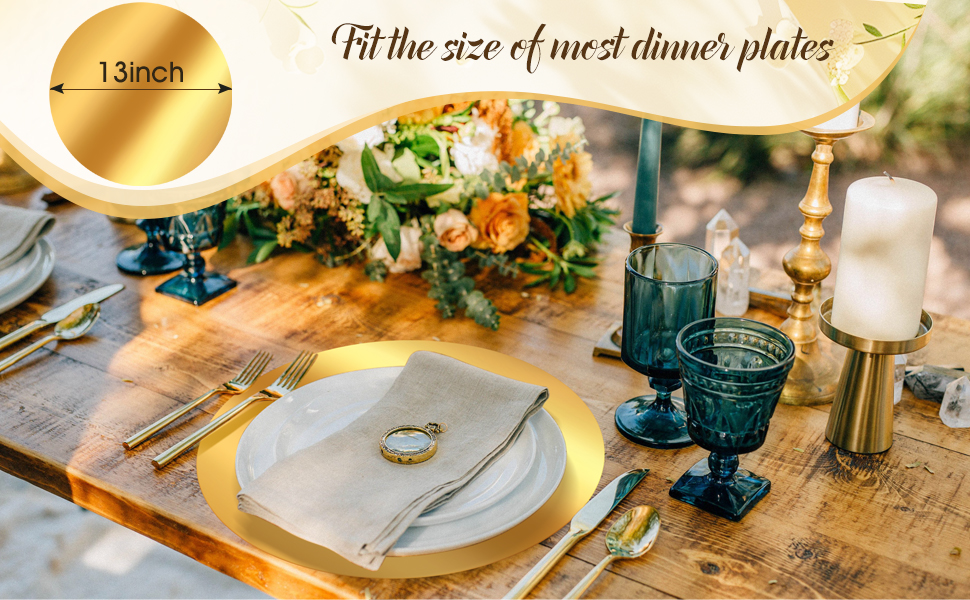 KesaPlan 50PCS Round Gold Placemats, 13