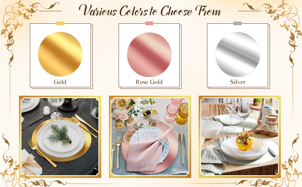 KesaPlan 50PCS Round Gold Placemats, 13