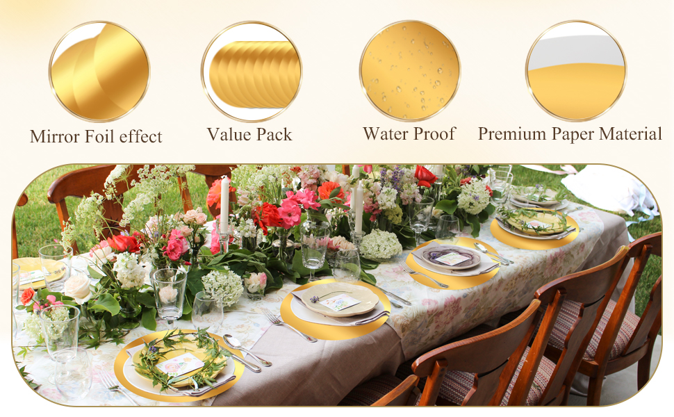 KesaPlan 50PCS Round Gold Placemats, 13