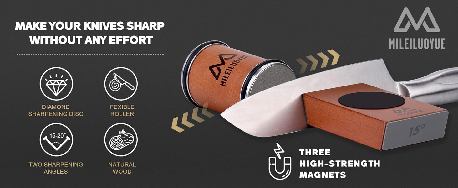 Knife Sharpener Tool Rolling Knife Sharpener Kit, Ceramic Disc Sharpeners Are Used,15°&20° Magnetic Inclination Angles Making Sharpening Easier,for Gift Teachers' Day Thanksgiving, Christmas