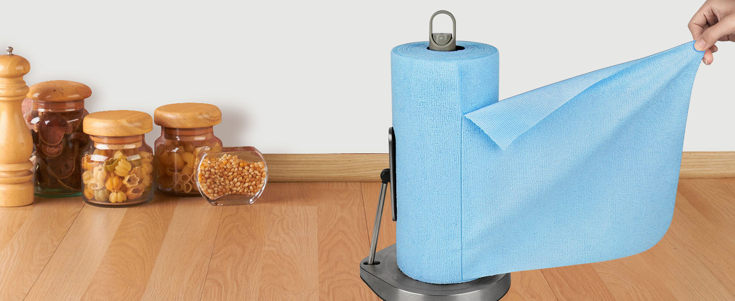 AIDEA Microfiber Cleaning Cloth Roll, Blue Shop Towels 55 Sheets Washable, Microfiber Towels for Cars, Blue Rags Reusable Paper Towel for Automotive, Workshop, House, Kitchen, Cleaning Supplies11×9