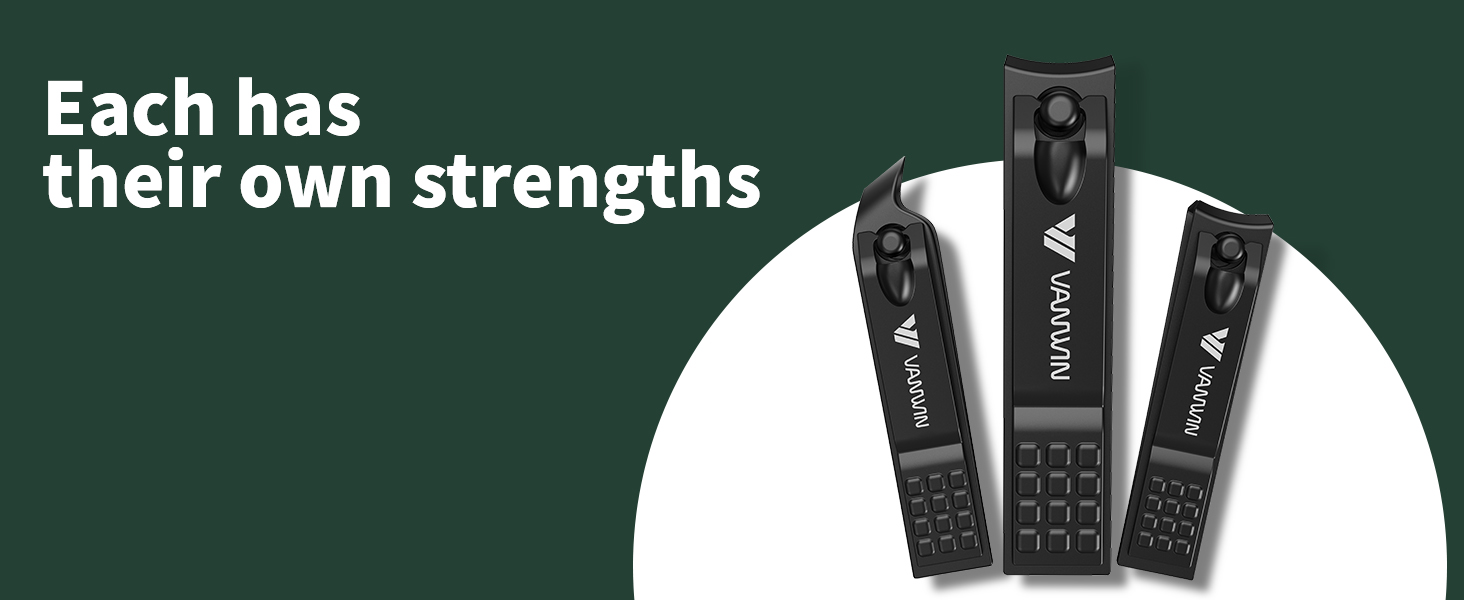 German Nail Clippers for Men, VANWIN Nail Clipper Set (4-Pack) Ultra Sharp Matte Stainless Steel Fingernail & Toenail Clippers with Glass Nail File, Nail Cutter Stocking Stuffers for Men Women Black