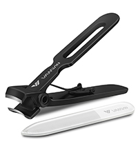 German Nail Clippers for Men, VANWIN Nail Clipper Set (4-Pack) Ultra Sharp Matte Stainless Steel Fingernail & Toenail Clippers with Glass Nail File, Nail Cutter Stocking Stuffers for Men Women Black