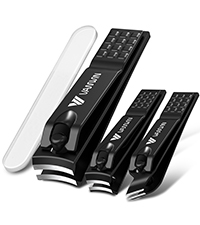 German Nail Clippers for Men, VANWIN Nail Clipper Set (4-Pack) Ultra Sharp Matte Stainless Steel Fingernail & Toenail Clippers with Glass Nail File, Nail Cutter Stocking Stuffers for Men Women Black
