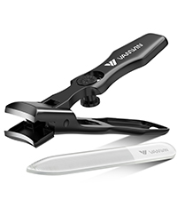 German Nail Clippers for Men, VANWIN Nail Clipper Set (4-Pack) Ultra Sharp Matte Stainless Steel Fingernail & Toenail Clippers with Glass Nail File, Nail Cutter Stocking Stuffers for Men Women Black
