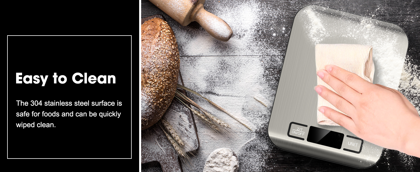 Mik-Nana Food Scale, 22lb Digital Kitchen Scale Weight Grams and Ounces for Baking Cooking Coffee Package Postage, 6 Units with Tare Function, LCD Display, Easy Clean Stainless Steel